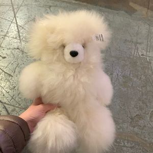 Super soft teddy bear made out of alpaca fiber.